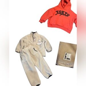 Zara boys 3-4 fleece joggers and pullover bundle & hoodie sweatshirt